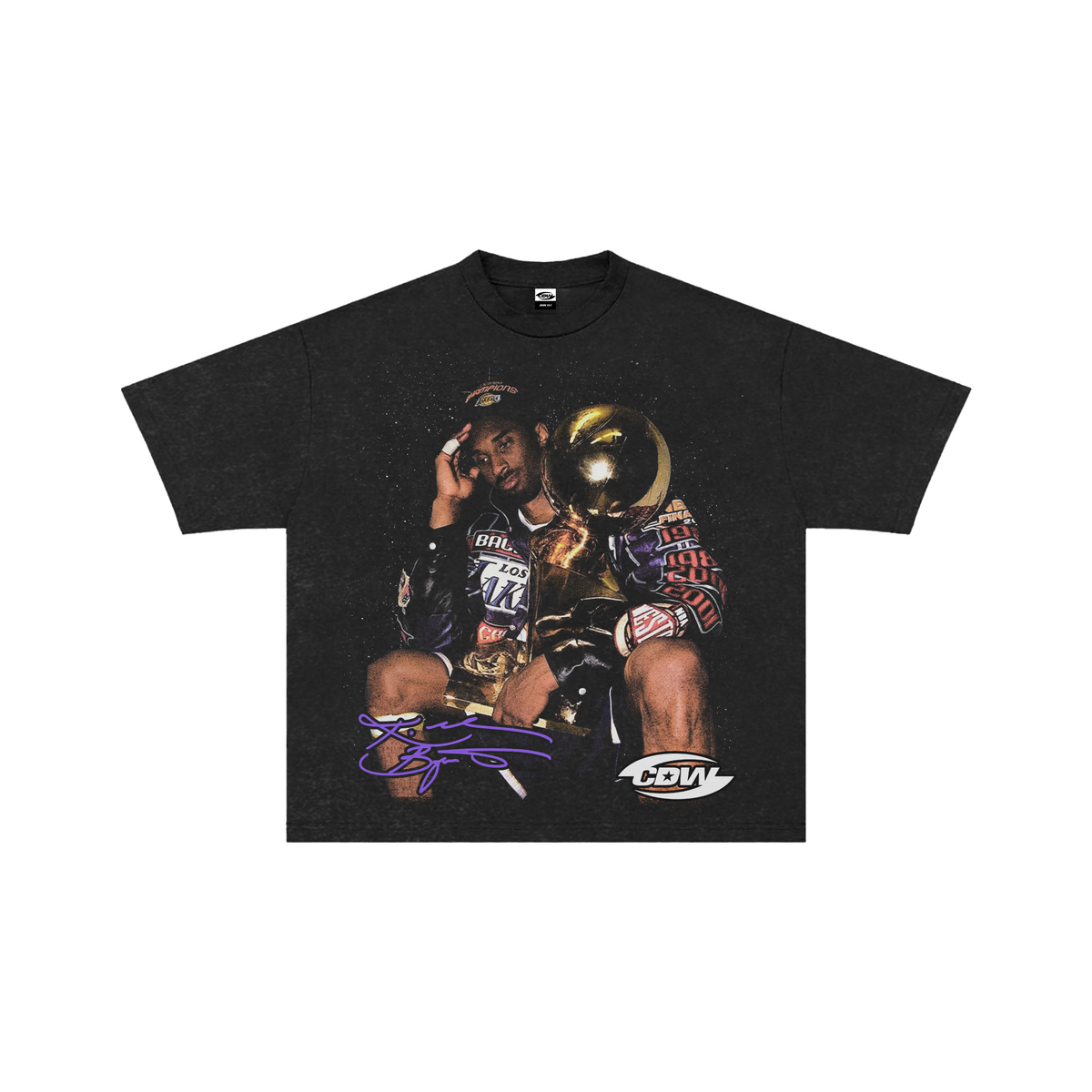 CDW Kobe Bryant 1st Ring Holding A Trophy Tee Vintage Wash Black